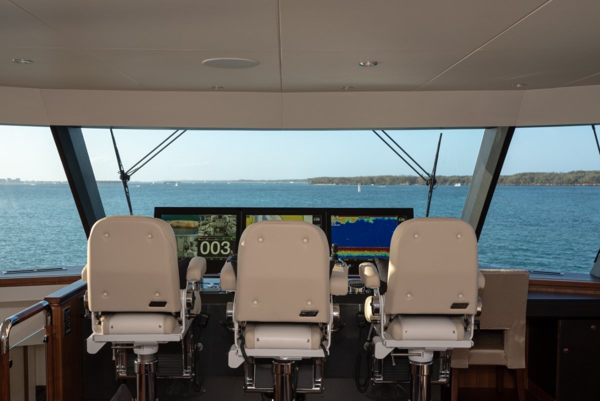 cockpit of 2020 Ocean Alexander 88 sky lounge